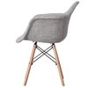Fabulaxe Mid-Century Modern Style Fabric Lined Armchair with Beech Wooden Legs, Grey QI004325.GY